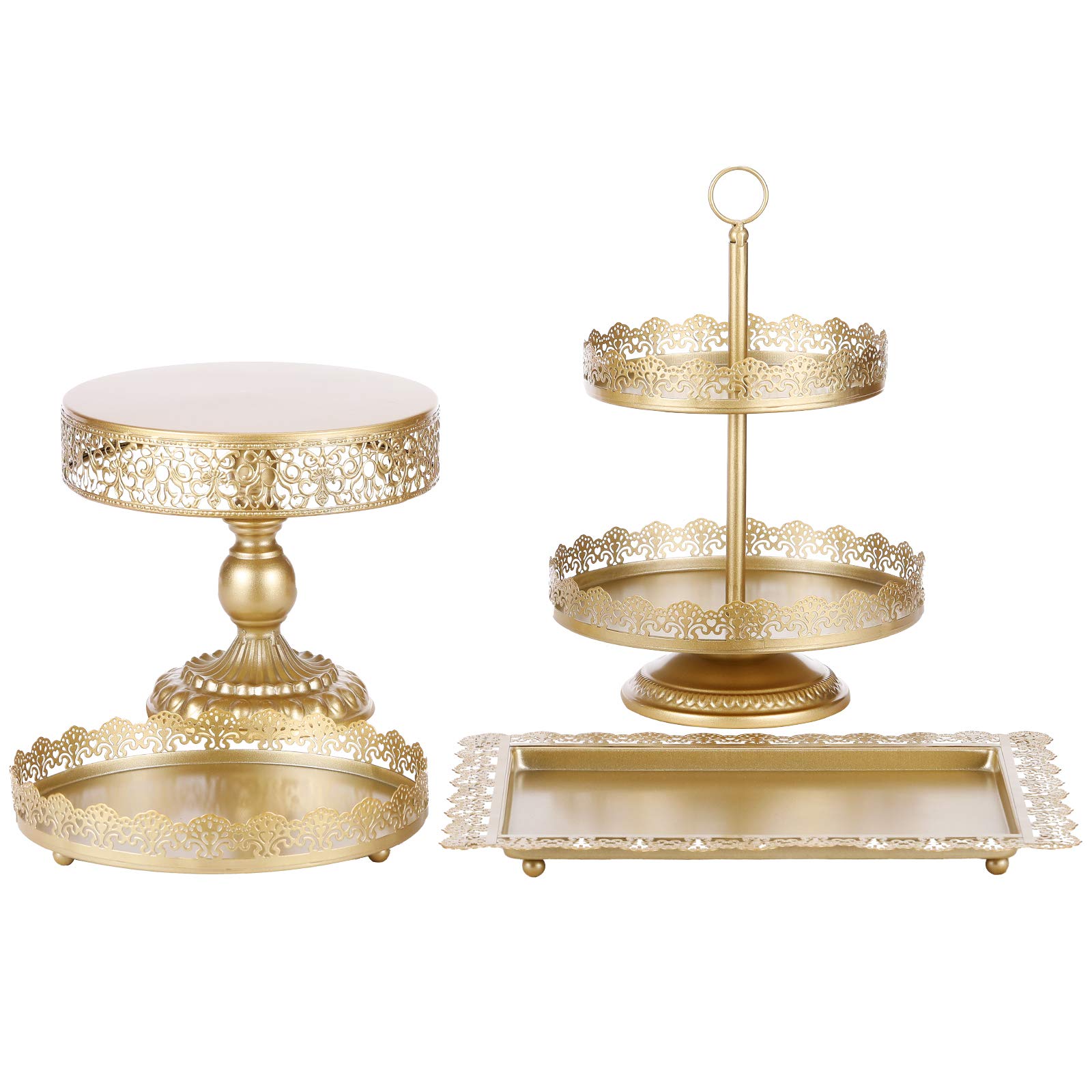 BOLATU Cake Stands Set?4 Pcs Metal Round Cake Stands Set Cupcake Stands Set Birthday Party Wedding Party Arternoon Tea Dessert Display Stands?Gold ( incomplete) 