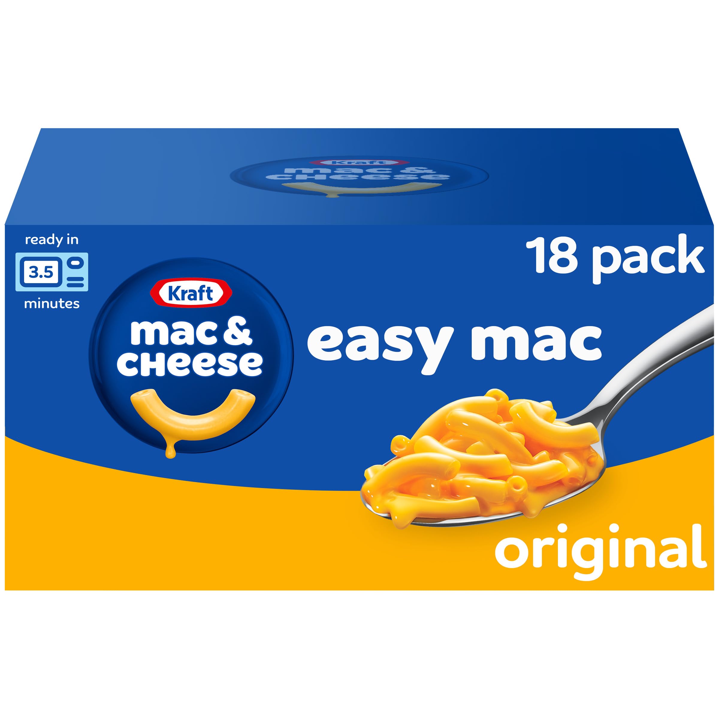 Kraft Easy Mac Original Mac & Cheese Macaroni and Cheese Dinner Microwavable Dinner, 18 ct Packets