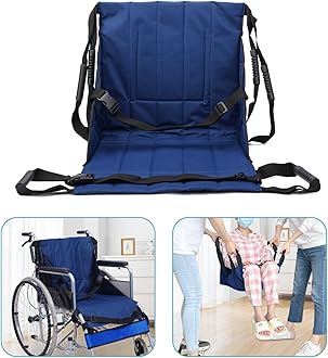 Image of Patient Lift Transfer Belt From Bed To Wheelchair Stair Transfer Emergency Evacuation Chair Pad Safety Medical Lifting Sling Slide Board Transferring For Elderly, Disabled, Adults (Blue - 4 Handles)