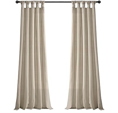 Lush Decor Burlap Knotted Tab-Top Window Curtain Panel Pair, 45"W x 108"L, Dark Linen