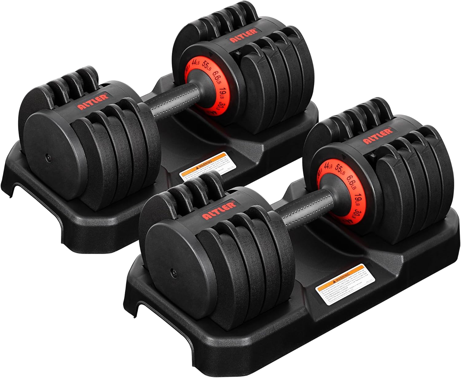 Adjustable Dumbbell, 55LB Dumbbell Set with Tray for Workout Strength Training Fitness, Adjustable Weight Dial Dumbbell with Anti-Slip Handle and Weight Plate for Home Exercise 55lbs-Pair