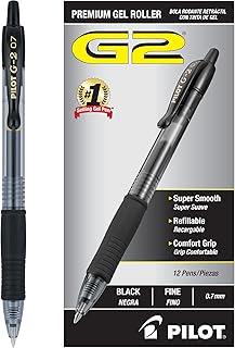 Pilot, G2 Premium Gel Roller Pens, Fine Point 0.7 mm, Black, Pack of 12 (Dozen Box)