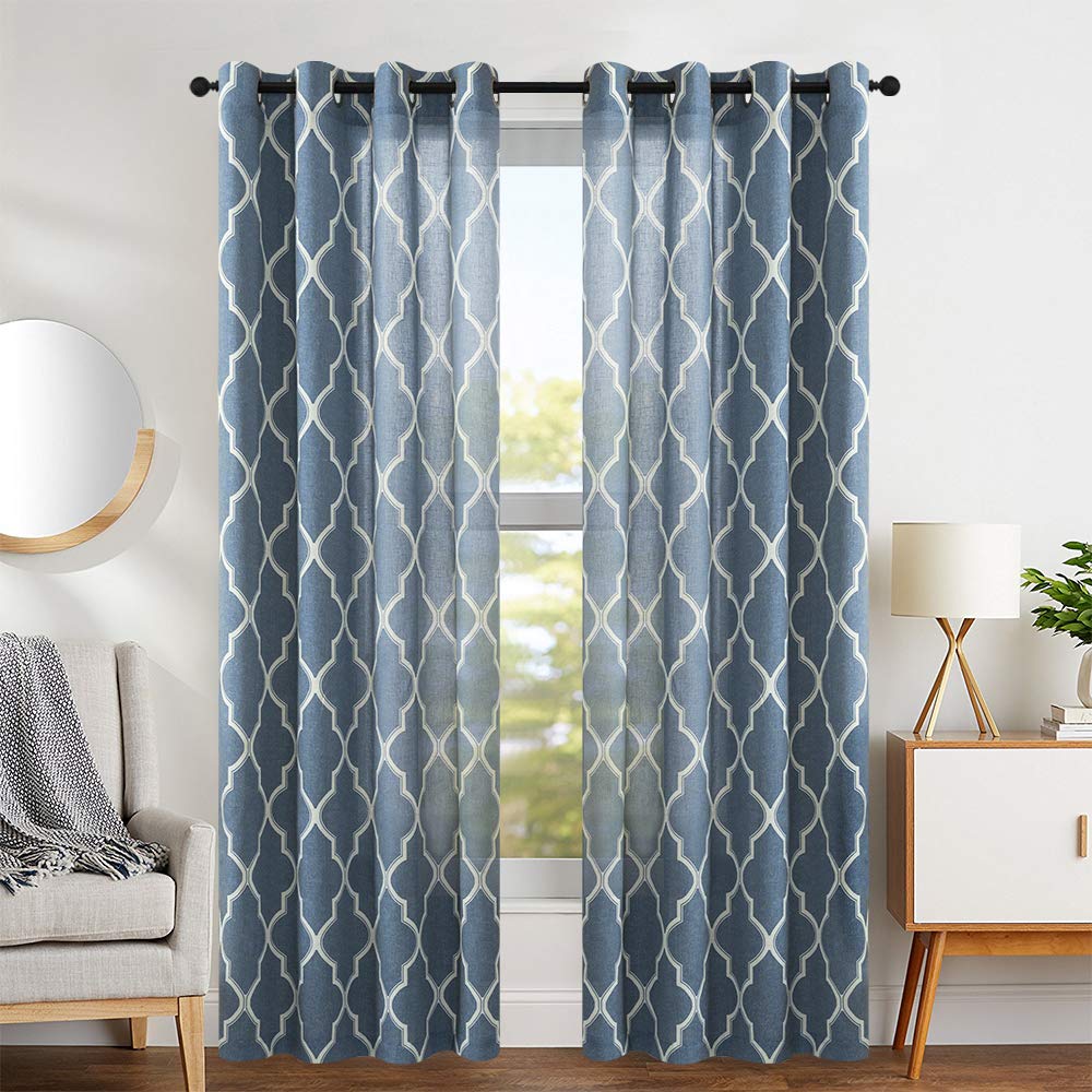 Blue printed curtains