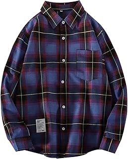 XCWER Men's Cotton Plaid Shirts Jacket Fleece Lined Flannel Shirts Button Down Jackets with Hood for Men Shirt