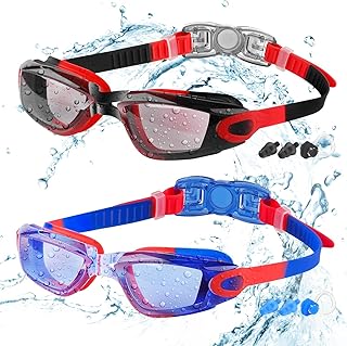 COOLOO Kids Swim Goggles, 2 Packs Swimming Goggles for Kids Girls Boys and Child Age 4-16