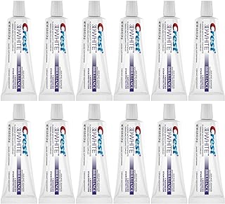 Crest 3D White Brilliance Toothpaste, Vibrant Peppermint, Travel Size, 0.85 oz (24g) - Pack of 12