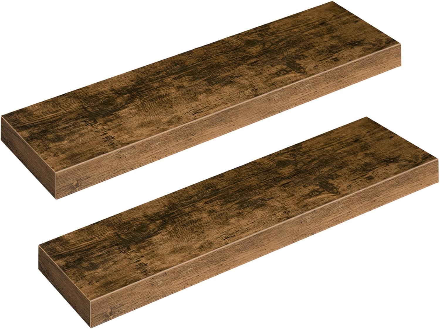 HOOBRO Floating Shelves, Wall Shelf Set of 2, 31.5 Inch Hanging Shelf with Invisible Brackets, for Bathroom, Bedroom, Toilet, Kitchen, Office, Living Room Decor, Rustic Brown BF80BJP201 Rustic Brown 31.5 Inches