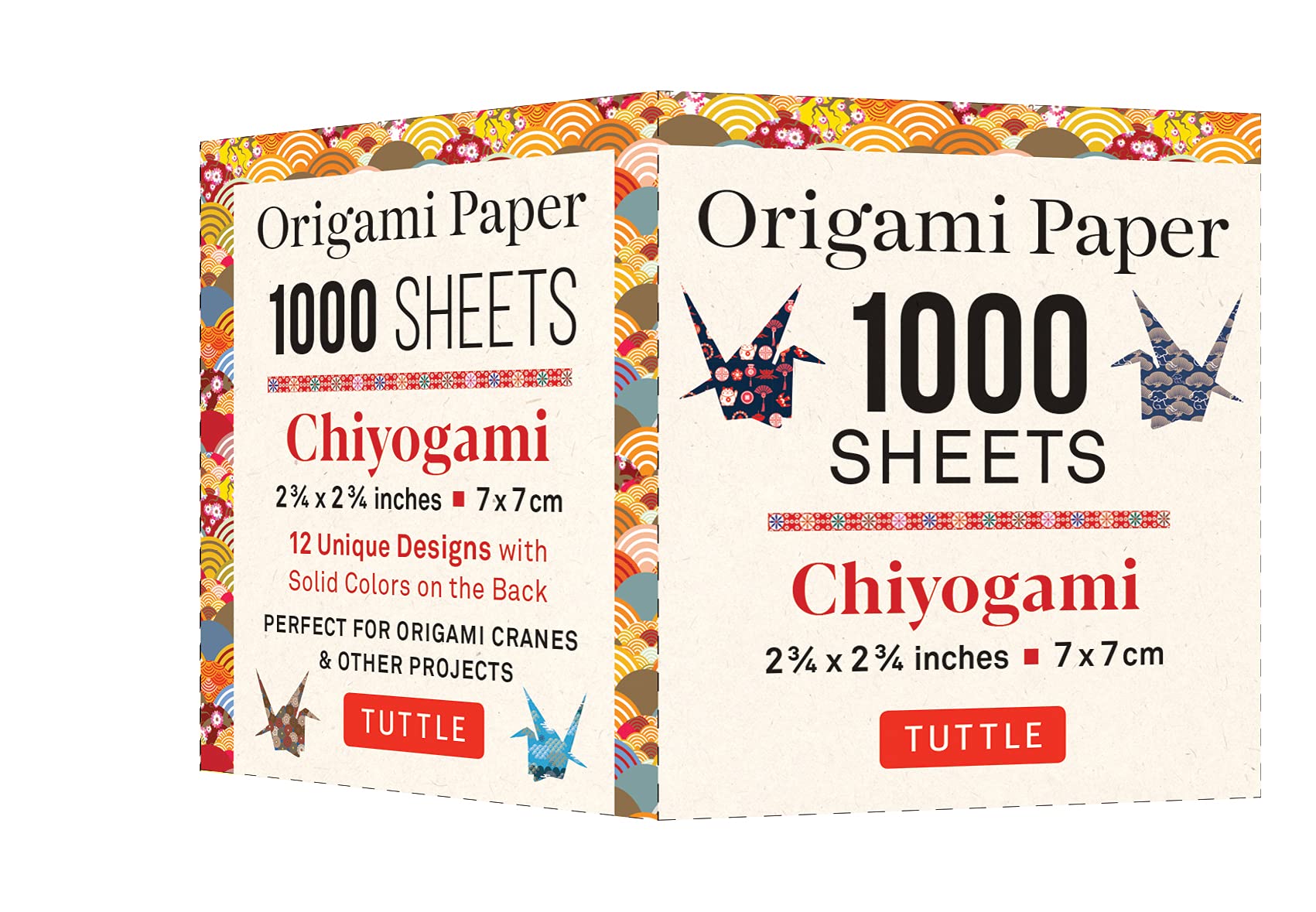 Origami Paper Chiyogami 1,000 sheets 2 3/4 in (7 cm): Tuttle Origami Paper: Double-Sided Origami Sheets Printed with 12 Designs (Instructions for Origami Crane Included)