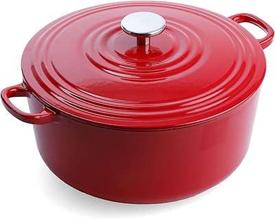 BK Cookware Bourgogne Enameled Cast Iron 7QT Dutch Oven, Chili Red