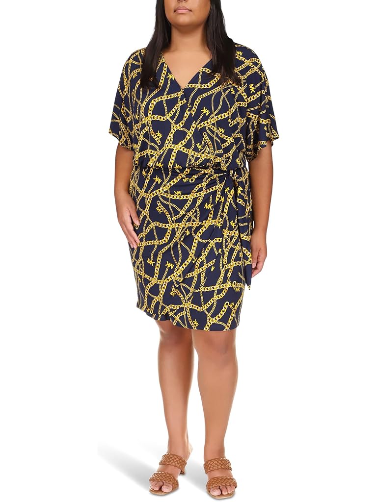 MICHAEL Michael Kors Plus Size Print Tie Faux Wrap Dress