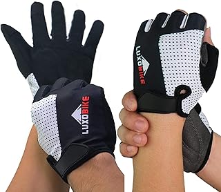 LuxoBike Black - Size Medium - 2 Pair - Half and Full Finger Cycling Gloves Bundle