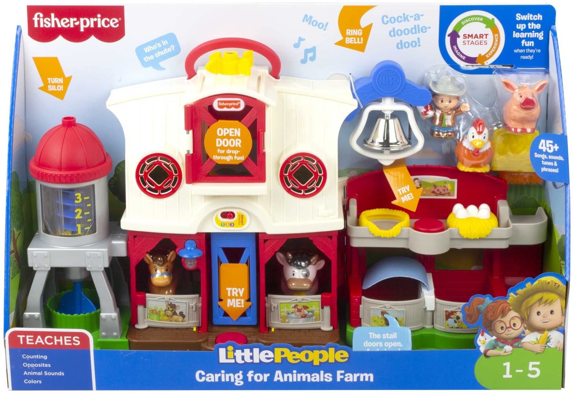 Fisher-Price Little People Caring for Animals Farm Playset with Smart Stages learning content for toddlers and preschool kids