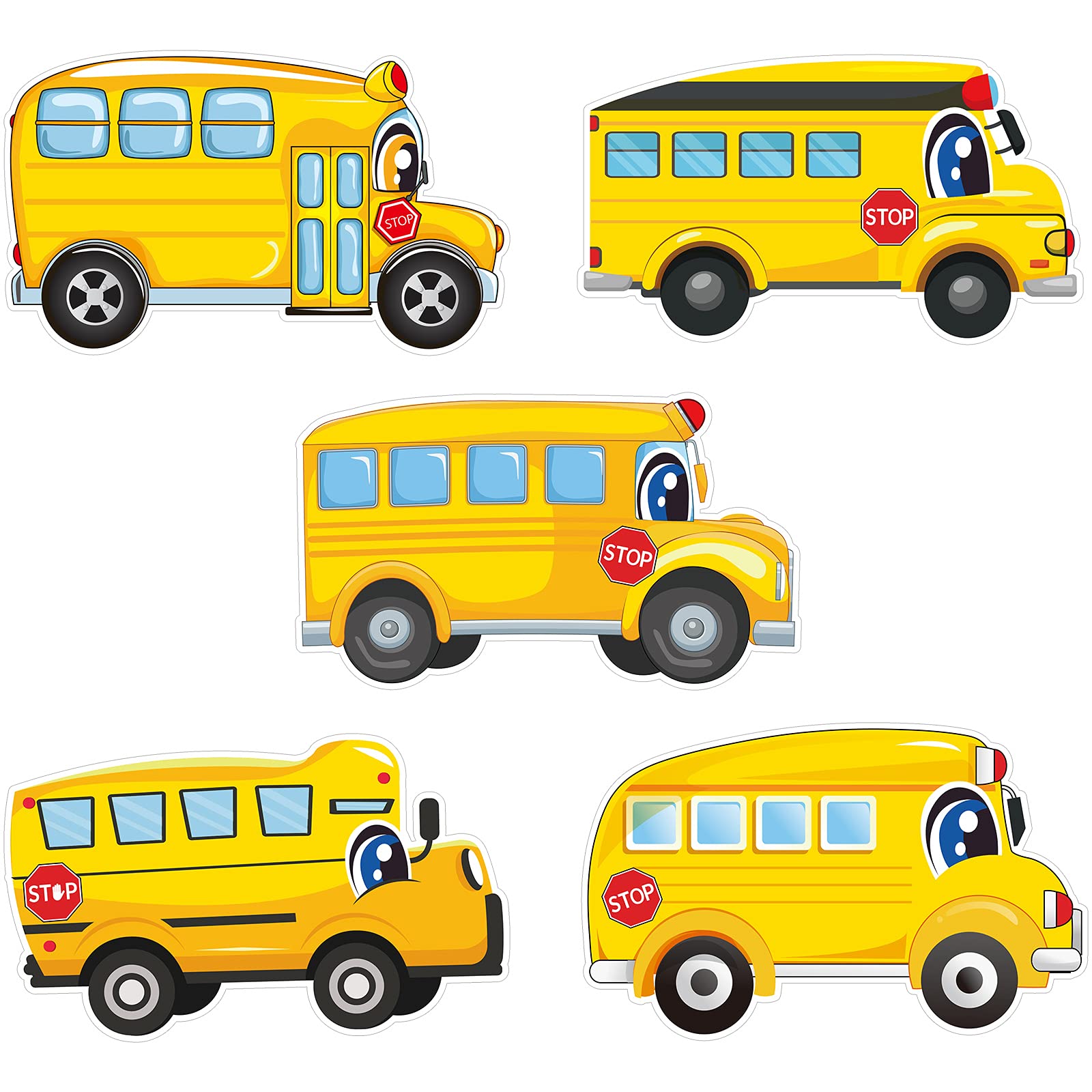 Buy 45 Pieces Colorful School Bus Cut-Outs, Bus Accents Paper Cutouts ...