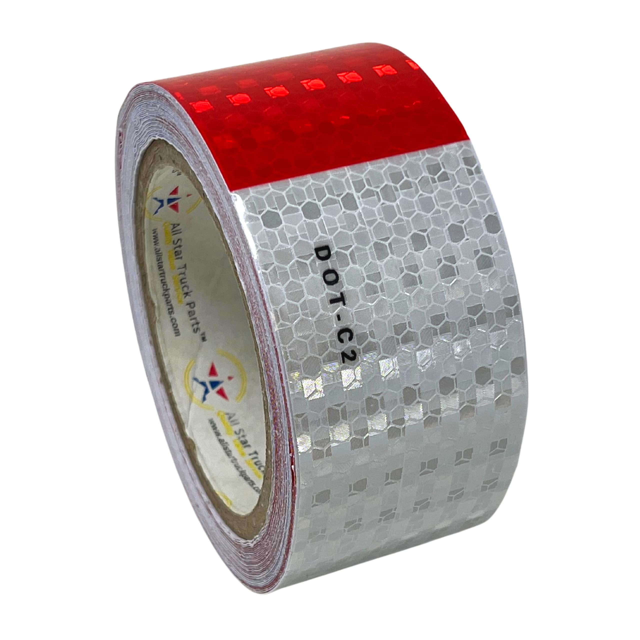 [ALL STAR TRUCK PARTS] Conspicuity Tape DOT-C2 Approved Reflective Truck Trailer Red White (2 in x 12 FT)