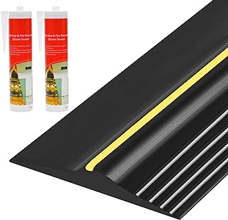 20Ft Universal Garage Door Bottom Threshold Seal Strip with 20oz Glue Gel, Weatherproof Rubber DIY Weather Stripping Repla...