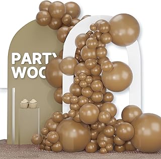 PartyWoo Coffee Brown Balloons, 120 pcs Boho Brown Balloons Different Sizes Pack of 18 Inch 12 Inch 10 Inch 5 Inch Brown B...