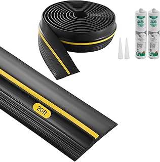 VEVOR Garage Door Threshold Seal Strip, 20 FT Universal Garage Door Floor Seal Strip with Adhesive, Garage Door Bottom Wea...