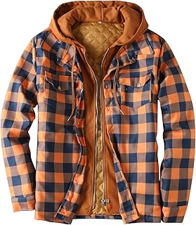 Men's Plaid Hoodie Flannel Shirt Sherpa Warm Zip/Button Coat Jacket Men Fuzzy Casual Long Sleeve Shirts with Pocket