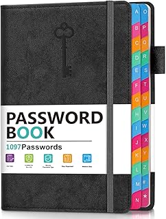 hi!SCI Password Keeper Book with Colorful Alphabetical Tabs, Hardcover Password Log-book for Internet Password and Website...