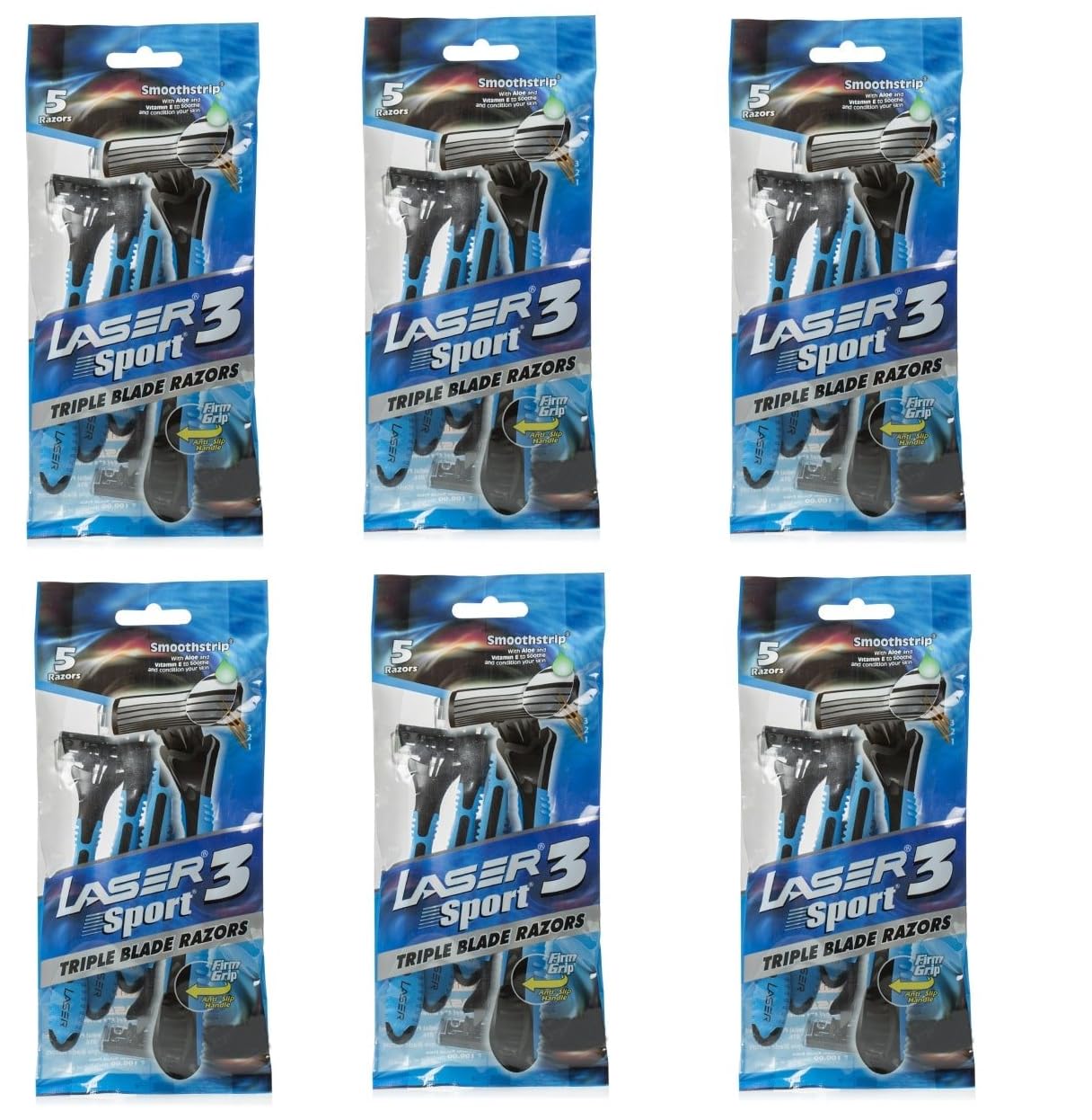 Men 6 Pack Of Laser Sport 3 Triple Blade Razor | Pack Of 6