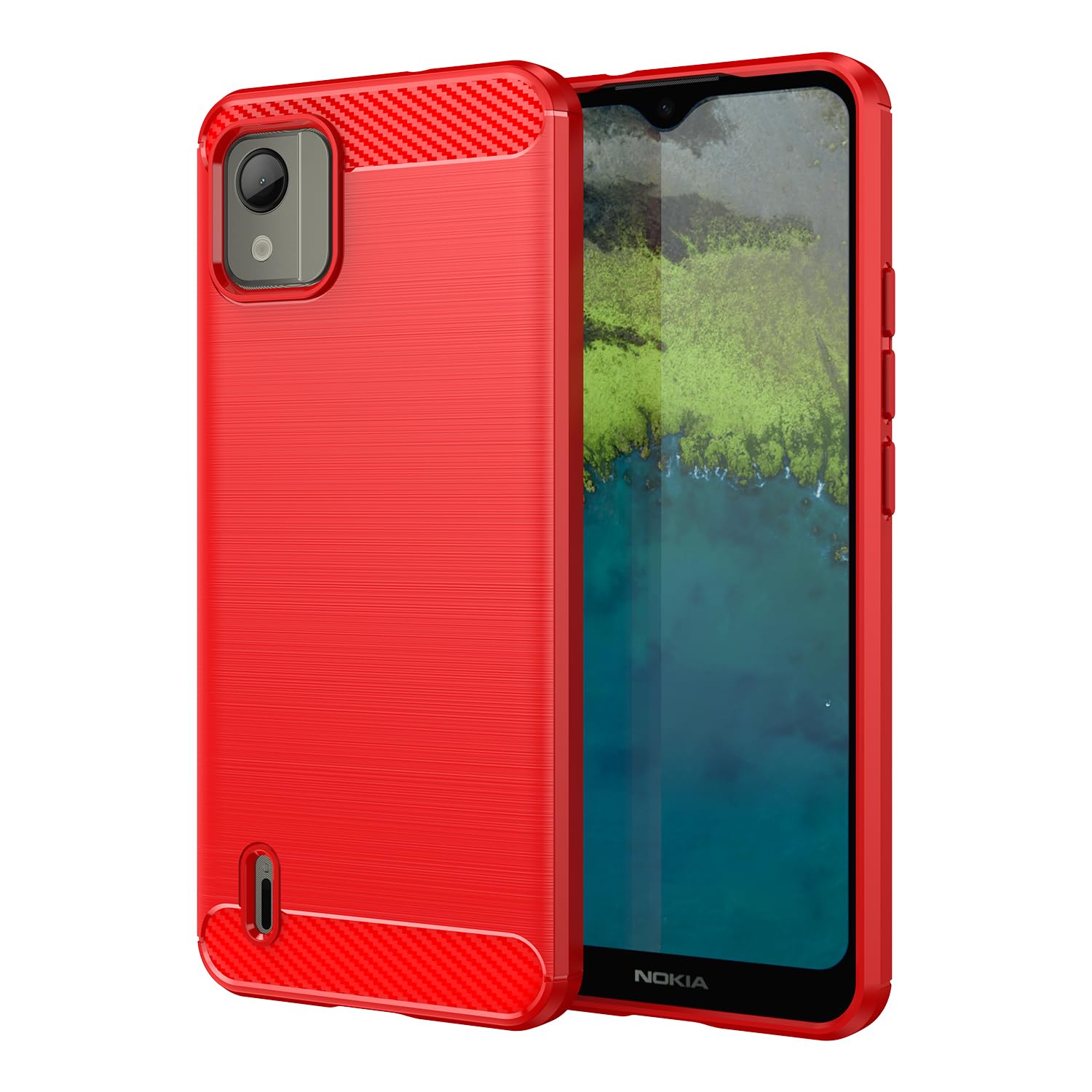 for Nokia C110 Phone case, Shockproof, Scratch Resistant Carbon Fiber Jacket, Soft TPU,for for Nokia C110 case (Red)