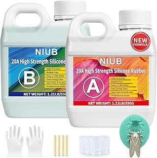 NIUB 20A Silicone Mold Making Kit for Crafts and Resin Casting - 38oz Professional Grade Two-Part Silicone Rubber Mold Mak...