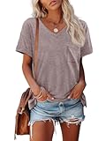 Womens T Shirts 2025 Short Sleeve V-Neck Shirts Cute Fit Summer Casual Tee Tops S-XXL