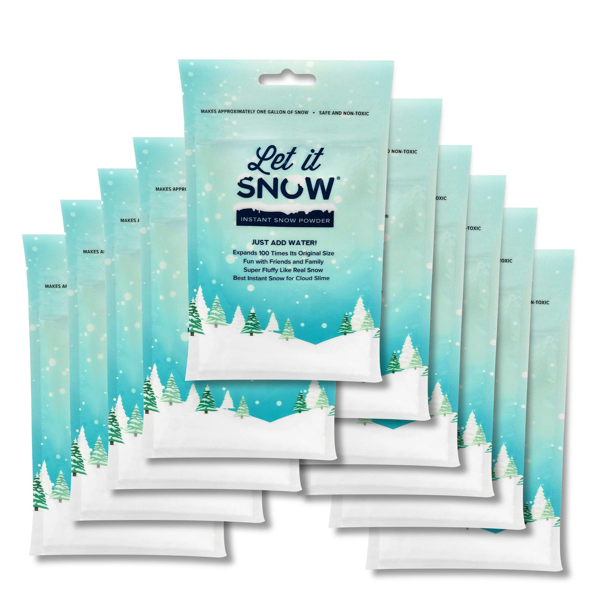 Let it Snow Instant Snow for Slime | Made in The USA Premium Fake Snow Powder for Kids | Great Artificial Snow for Holiday Snow Decorations, Sensory Activities and Slime | Makes 10 Gallons