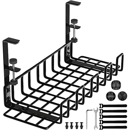 Amazon.com: WTADAY Under Desk Cable Management Tray, 16” No Drill Desk ...