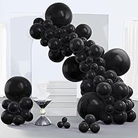 PartyWoo Black Balloons, 140 pcs Matte Black Balloons Different Sizes Pack of 18 Inch 12 Inch 10 Inch 5 Inch Black...