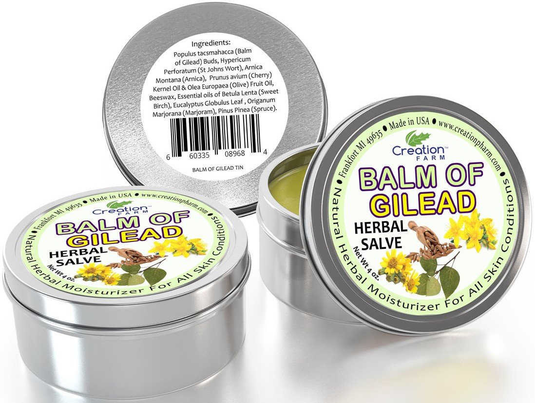 Creation Farm Balm of Gilead Herbal Salve - 3 Pack Large 4 oz Tins -Balm of Gilead Ointment -Balm De Gilead Ungüento