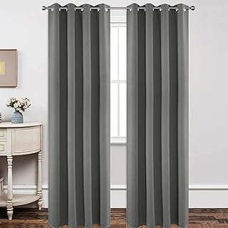 Joydeco Blackout Curtains 120 Inch Length 2 Panels Set, Thermal Insulated Long Curtains& Drapes 2 Burg, Christmas Drapes f...