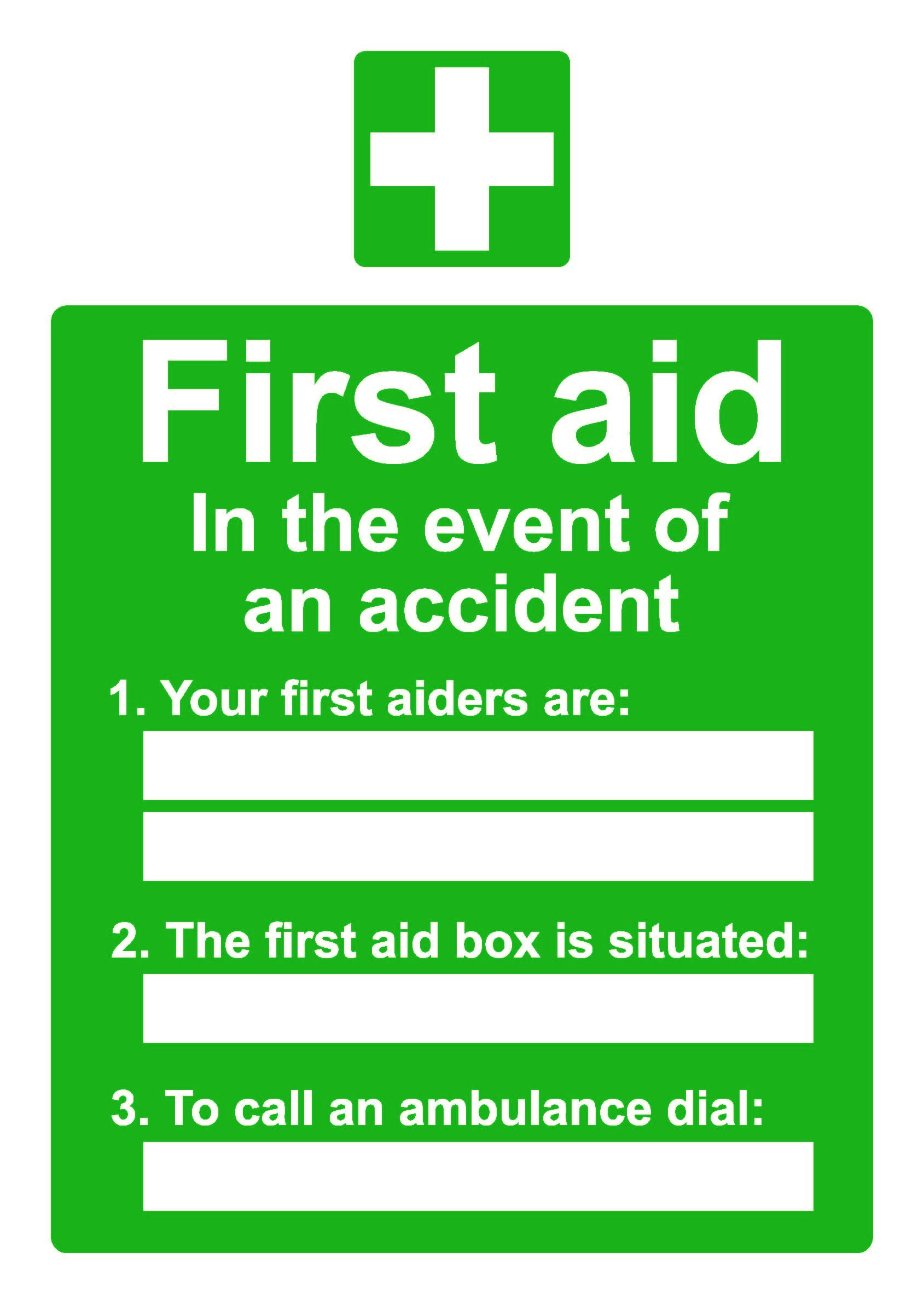 Buy The Nearest First Aid Box Is Situated First Aid General Sign A4 ...