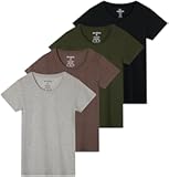 4 Pack&colon; Women&apos;s Classic-Fit Cotton Short-Sleeve Scoop Crew Neck T-Shirt &lpar;Available in Plus Size&rpar;