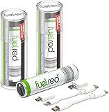 FuelRod USB-C Portable Charger Kit - Pack of 2 - Includes All Cables & Adapters Compatible with All Tablets & Smart Phones, Rechargeable Backup Power Bank, Swap for Charged Rod at Kiosk New FuelRod 2PK