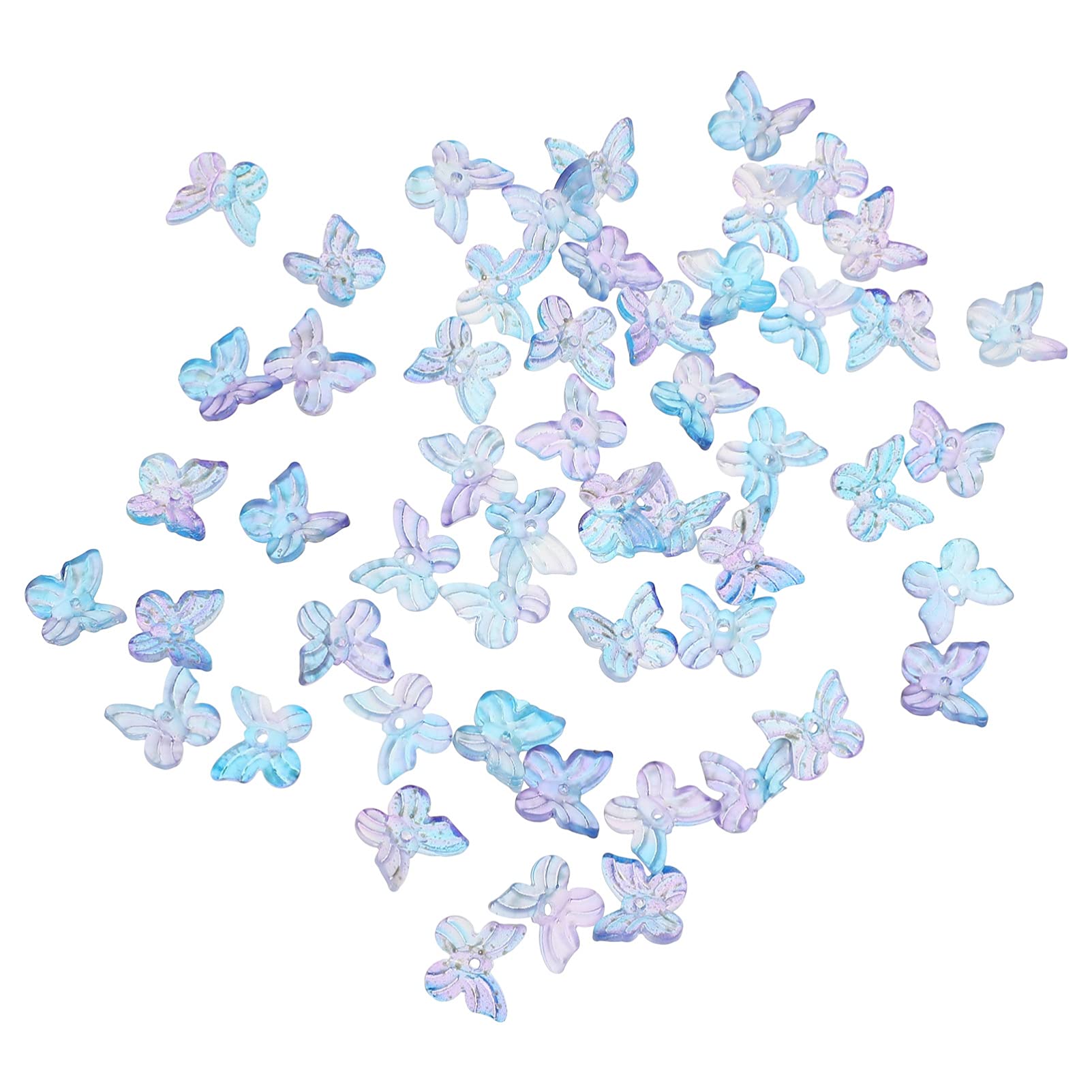 Artibetter 50 Pcs Butterfly Charms Butterfly Shape Glass Loose Beads DIY Butterfly Pendant Hairpin Charms for DIY Craft Jewelry Making Decorations Blue Purple, 1.5X1.5X0.3CM