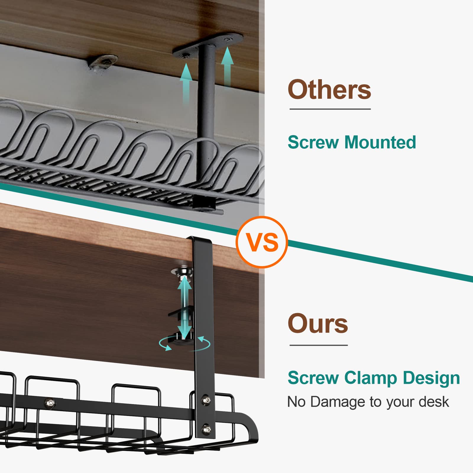 Snapklik.com : iSPELCE Under Desk Cable Management - 2 Pack 17.7 Cable ...