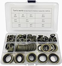 Tom's world 130Pcs Self-Centered Bonded Seal Oil Washers Gasket Assortment Kit for Plumbing, Automotive, Mechanical, Elect...