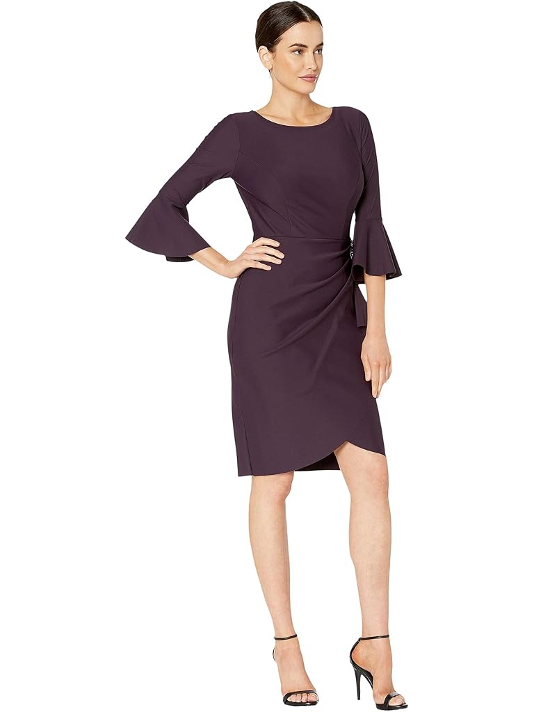 Alex Evenings Short Slimming Dress with Bell Sleeves