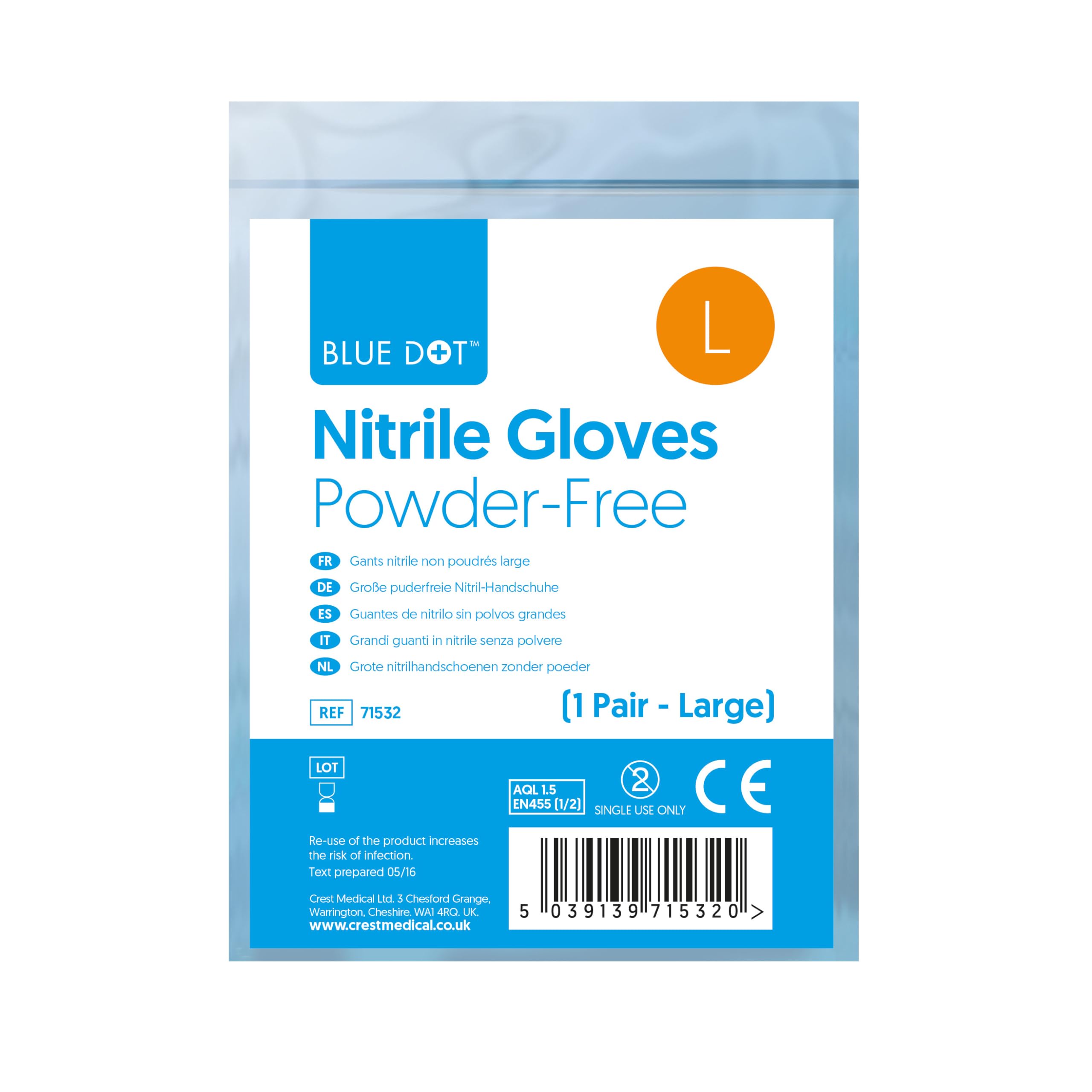 Generic Blue Dots Nitrile Gloves (Pair) – Non-sterile – Latex-free – Smooth Examination Gloves (Blue dots, Large)