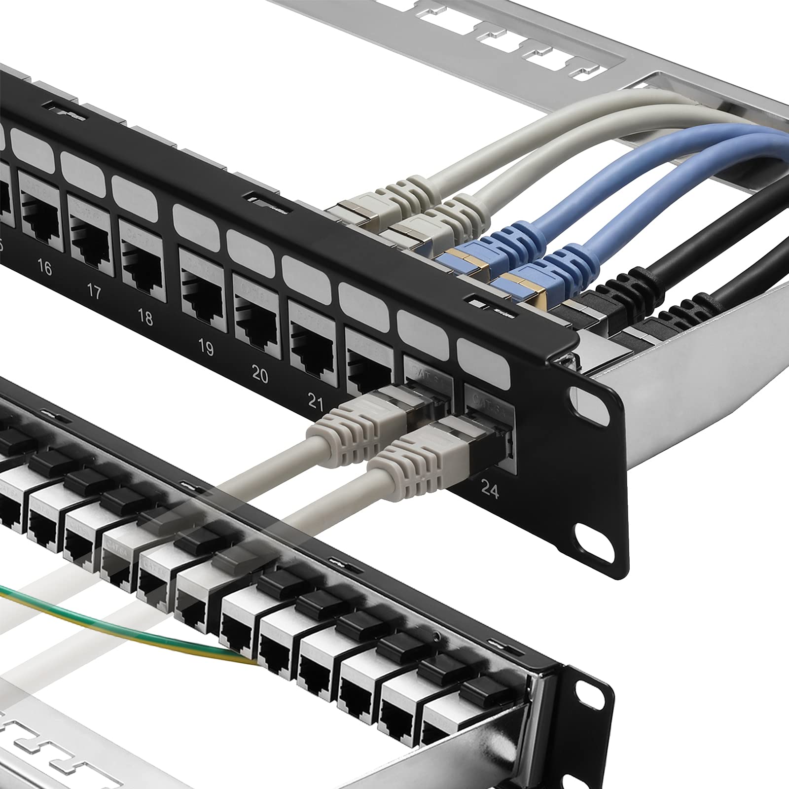 Buy Rapink Patch Panel 24 Port Cat6A with Inline Keystone 10G Support ...