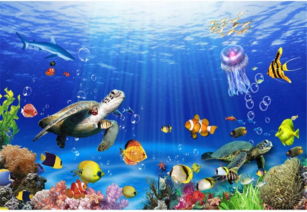 Scenery Under the Sea Background Colorful Fishes Turtles Children Kids  Cartoon Photography Backdrops Studio Photo Booth Vinyl Wallpaper 7x5ft:  : Electronics & Photo