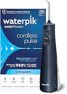 Waterpik Cordless Pulse Rechargeable Portable Water Flosser for Teeth, Gums, Braces Care and Travel with 2 Flossing Tips, ...