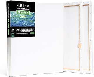 Elan Stretched Canvases 18x24, 6-Pack Canvases for Painting, Painting Canvas Bulk, Stretched Canvas for Adults Blank Canva...