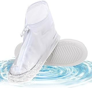 Abeillo Rain Shoe Covers Waterproof PVC Shoe Protectors with Zipper, Non-Slip Rain Boot Overshoes for Men Women, Reusable ...