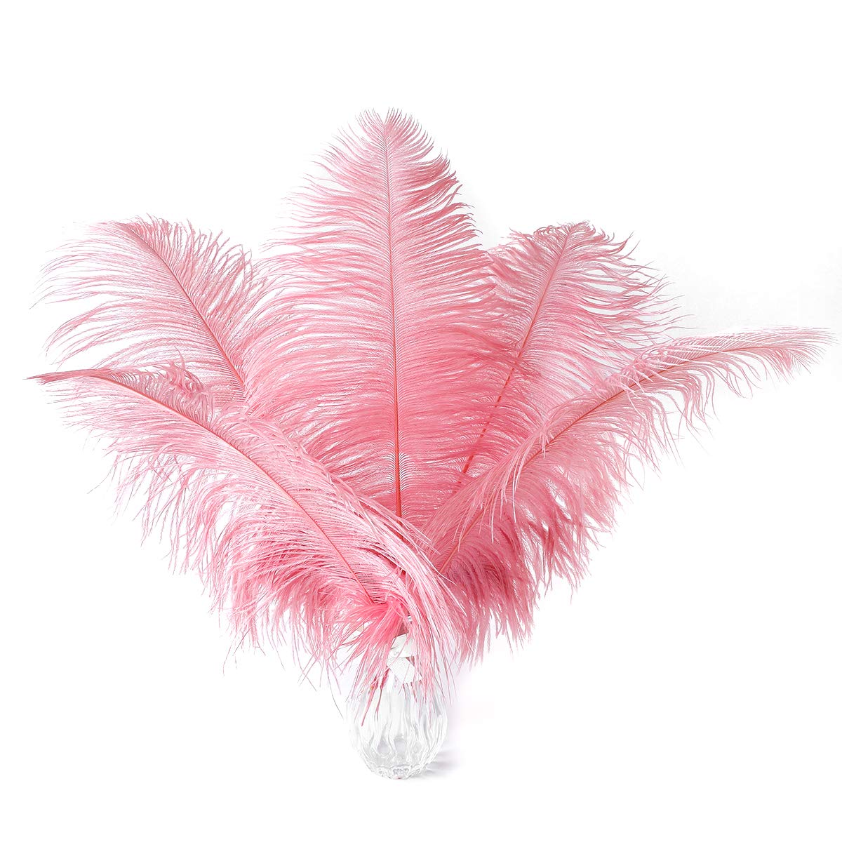 24pcs Natural Lotus Pink Ostrich Feathers 10-12inch (25-30cm) for Wedding Party Centerpieces，Flower Arrangement and Home Decoration.