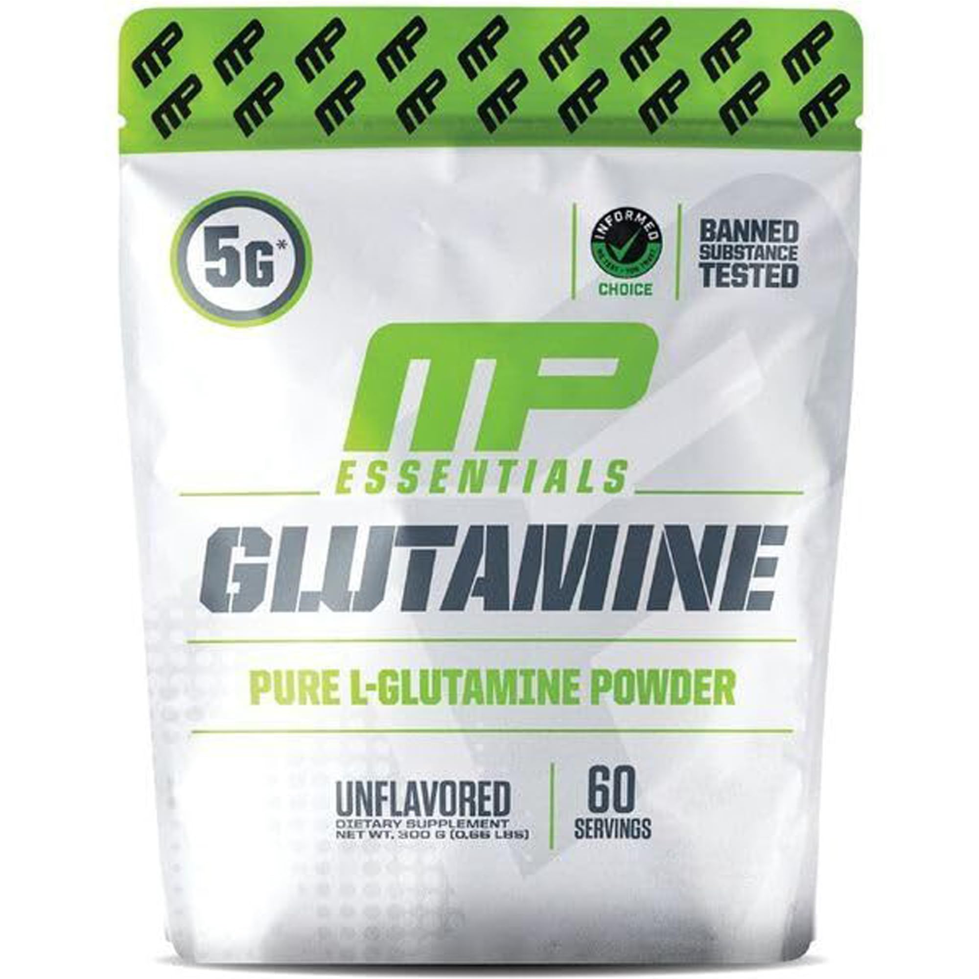 MusclePharm Essentials Glutamine, Pure L-Glutamine Powder Supplement for Post Workout Muscle Recovery, Energy & Gut Health, 5g L Glutamine Powder per Serving, Gluten-Free, Unflavored, 60 Servings