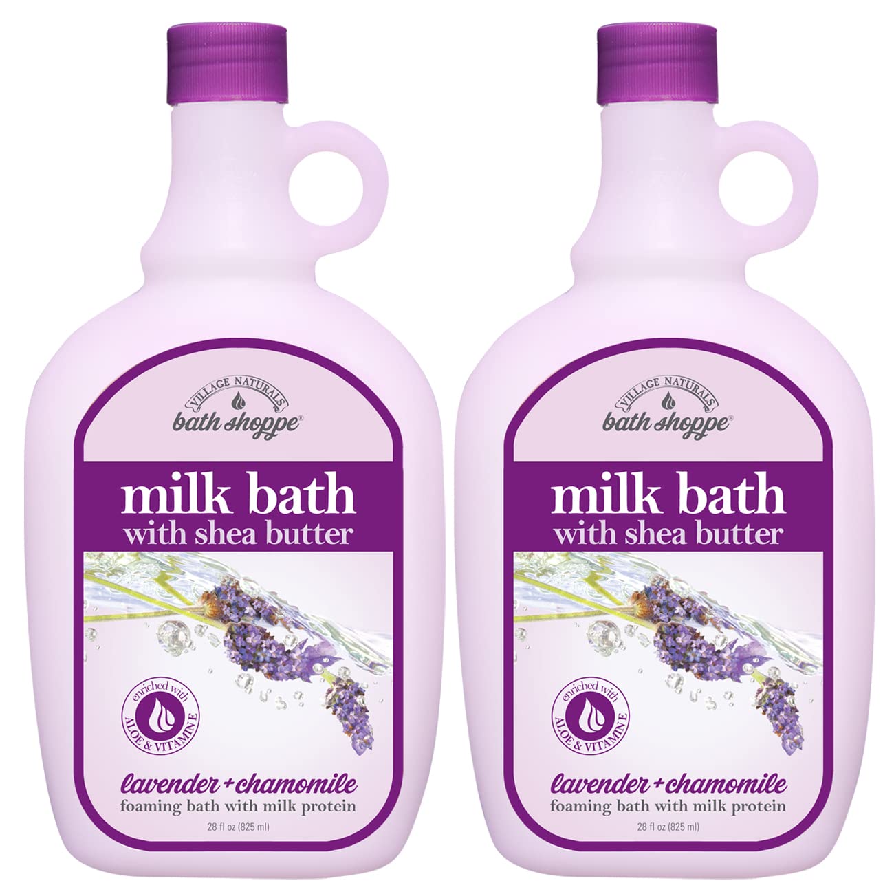 Moisturizing Lavender Chamomile Milk Bath - Hydrates Skin - Made With Shea Butter and Vitamin E (Pack of 2 Bottles, 28 fl oz Each)