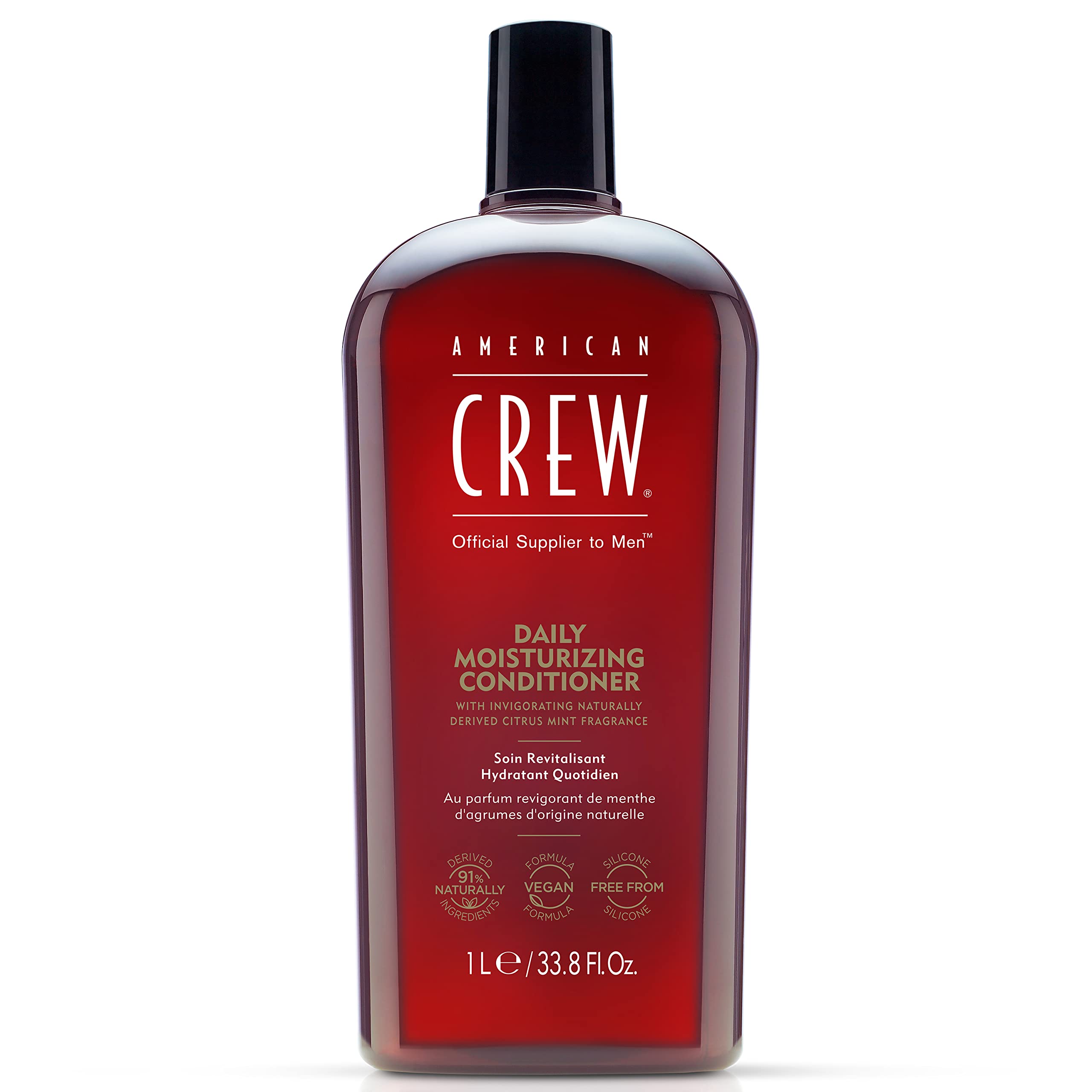 American Crew Conditioner for Men, Daily Moisturizer, Naturally Derived, Vegan Formula, Citrus Mint Fragrance, 33.8 Fl Oz