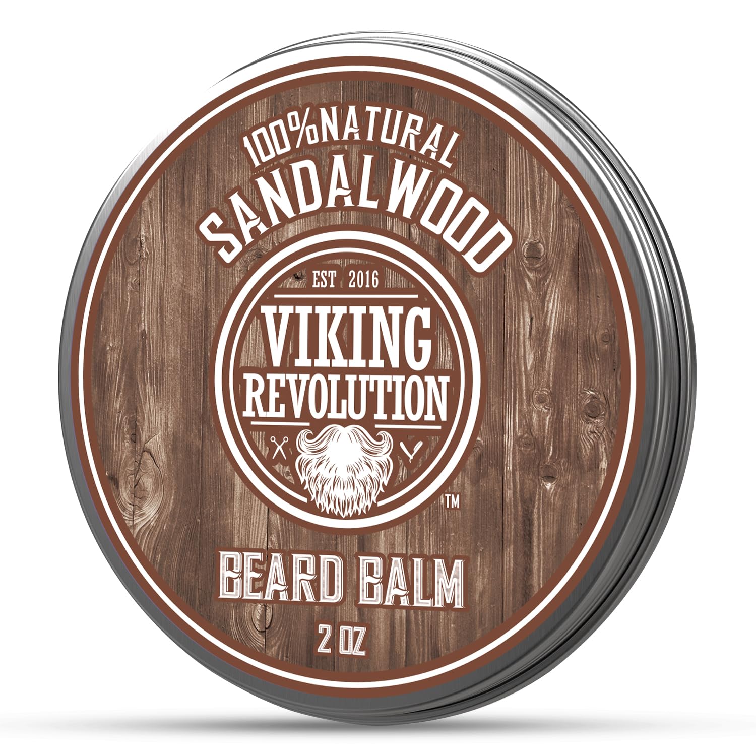 Viking Revolution Sandalwood Beard Balm - Beard Butter with Argan Oil, Beard Softener for Men with Jojoba Oil - Beard Moisturizer for Men with Beeswax - Beard Wax for Men (2oz, 1 Pack)